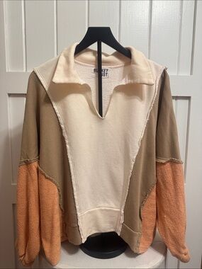 BUCKETLIST Colorblock Pullover in Cream, Tan, Peach
